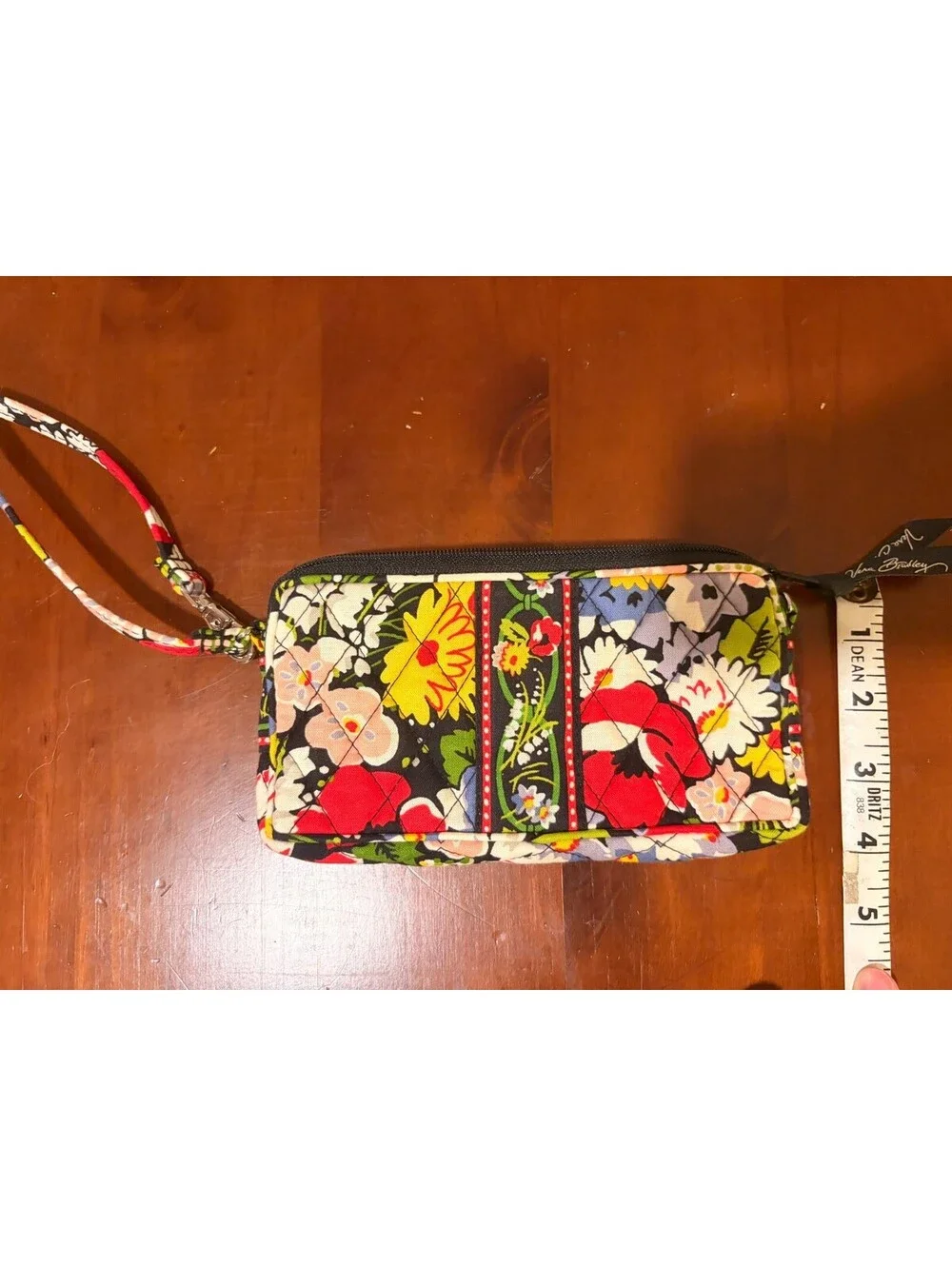 Vera Bradley Zip-Around Wristlet Wallet, Black Floral Quilted Pattern